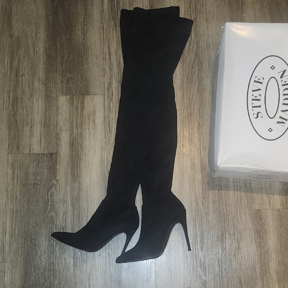 Steve Madden Sleek Black Over-the-Knee Boots. Worn Once
